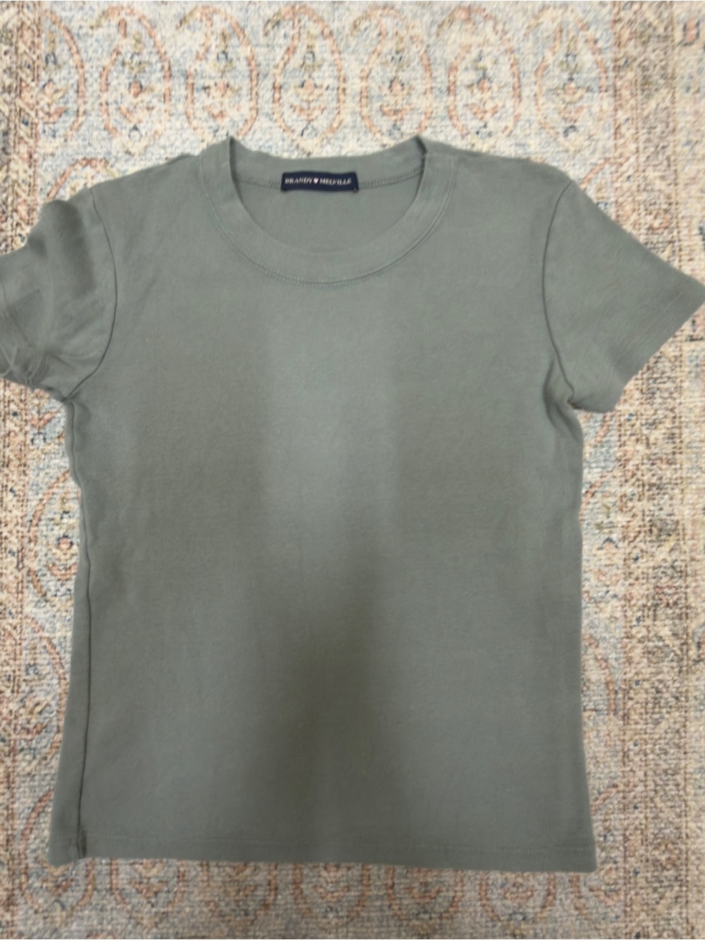 BRANDY MELVILLE Sage green Crewneck Short Sleeve Baby Tee